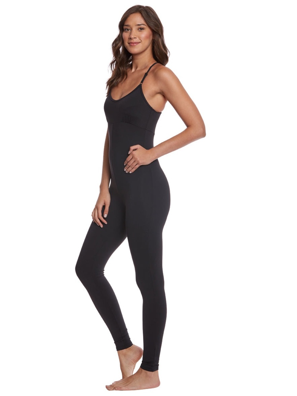 Prana Black Full-Length Shaping Jumpsuit with Adjustable Straps